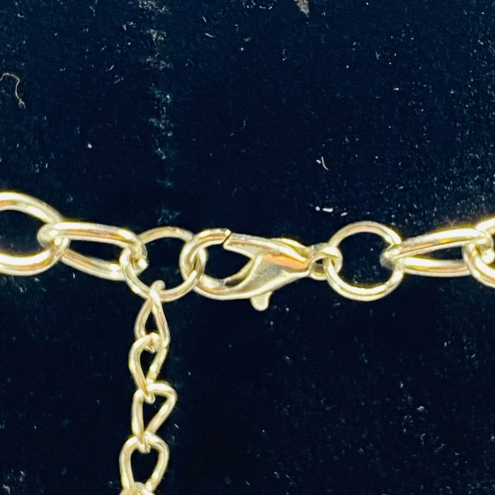 Unique Beaded Gemstone‎ Necklace Silver Tone Chain Lobster Clasp Extender